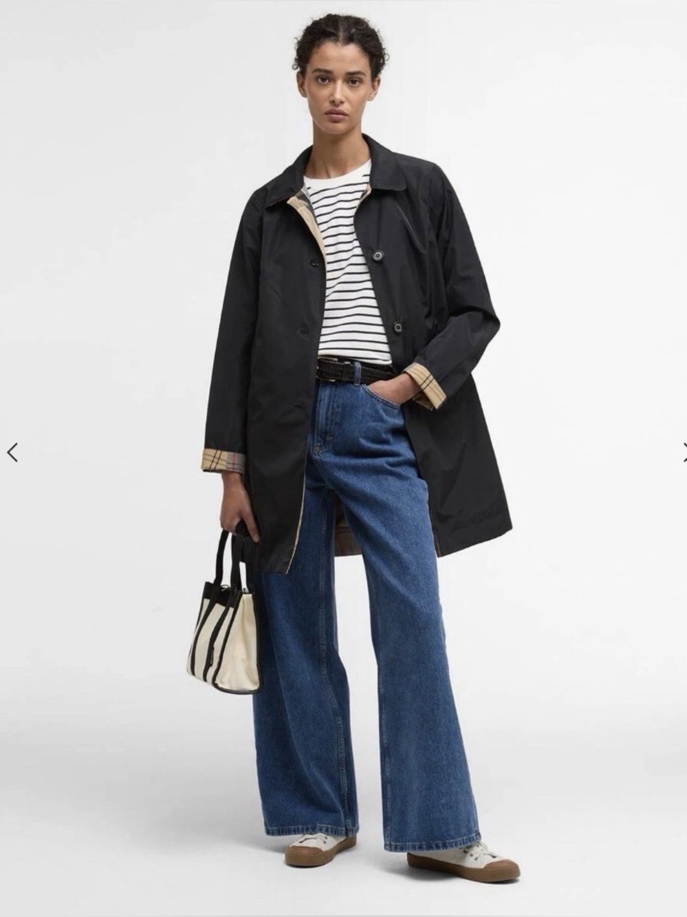 Barbour Babbitty Dark French Reversible Navy/Plaid Waterproof Trench